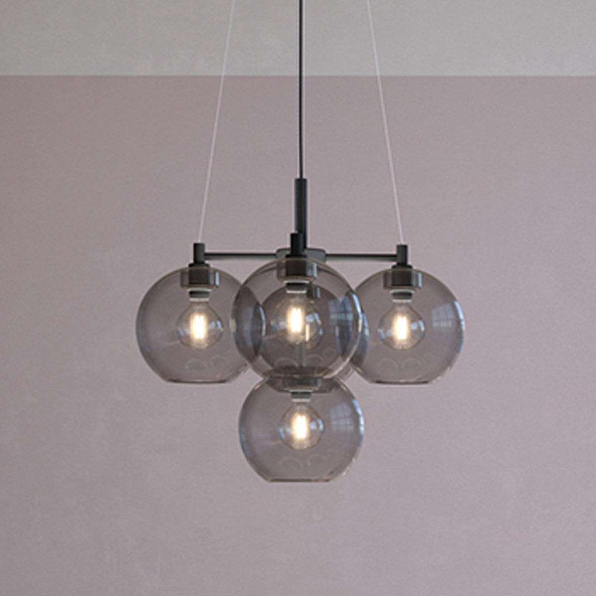 Gloria 5 Light 670mm Chandelier in Black and Smoke Glass