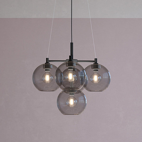 Gloria 5 Light 670mm Chandelier in Black and Smoke Glass