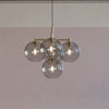 Gloria 5 Light 670mm Chandelier in Brass and Smoke Glass