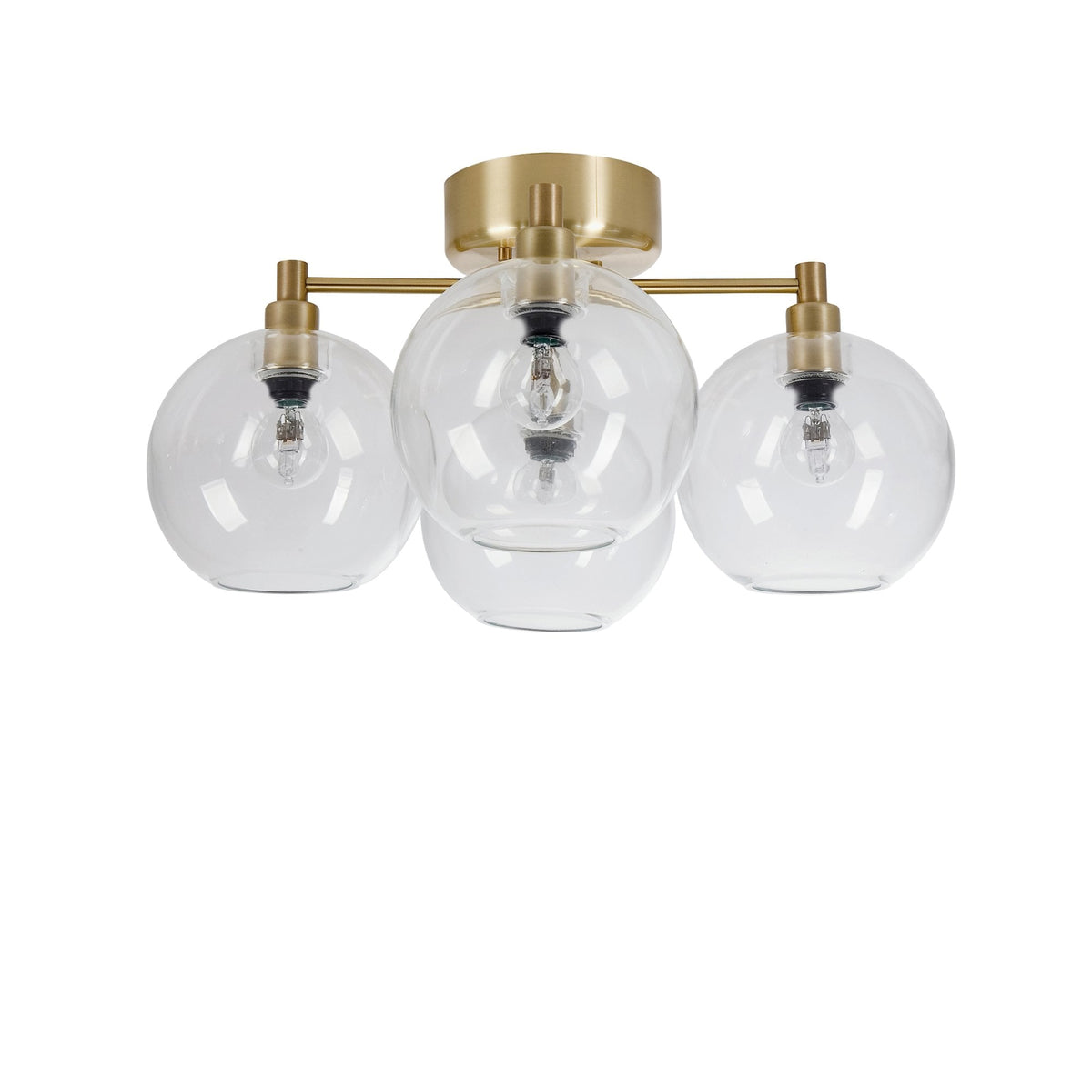 Gloria 4 Light 460mm Semi-Flush in Brass and Clear Glass