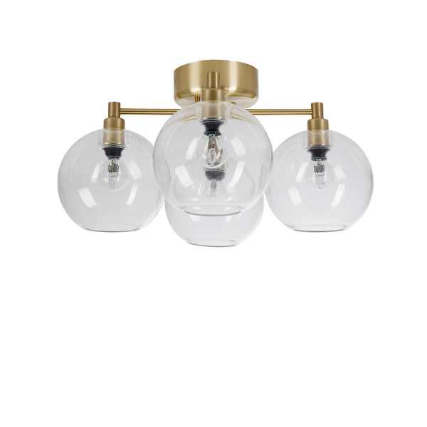 Gloria 4 Light 460mm Semi-Flush in Brass and Clear Glass