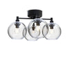 Gloria 4 Light 460mm Semi-Flush in Black and Clear Glass