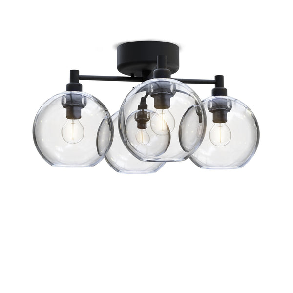 Gloria 4 Light 460mm Semi-Flush in Black and Clear Glass