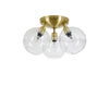 Gloria 3 Light 330mm Semi-Flush in Brass and Clear Glass
