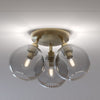 Gloria 3 Light 330mm Semi-Flush in Brass and Smoked Glass