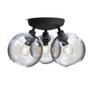 Gloria 3 Light 330mm Semi-Flush in Black and Clear Glass