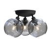Gloria 3 Light 330mm Semi-Flush in Black and Smoked Glass