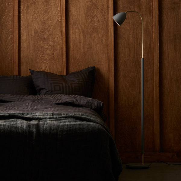 Deluxe Floor Lamp in Warm Grey & Brass