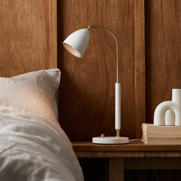 Deluxe Table Lamp in White & Brass