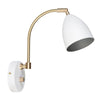 Deluxe Plugged Wall Lamp in White & Brass