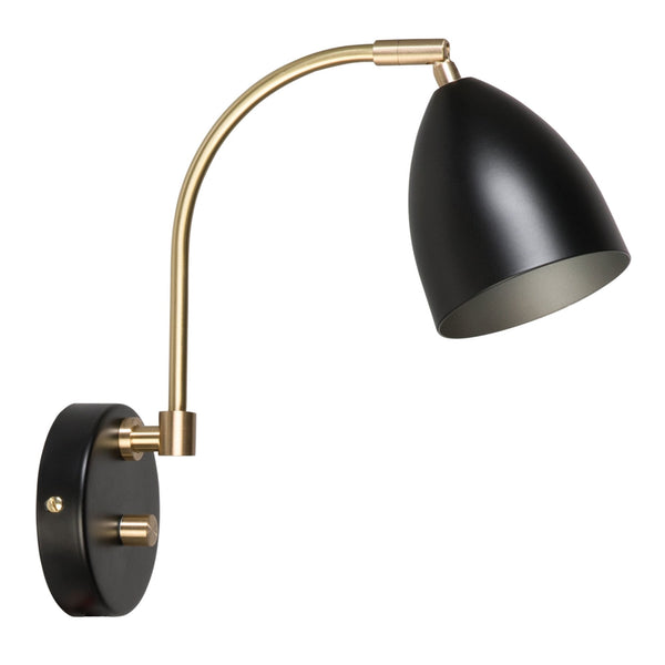 Deluxe Plugged Wall Lamp in Black & Brass