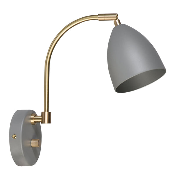 Deluxe Plugged Wall Lamp in Warm Grey & Brass
