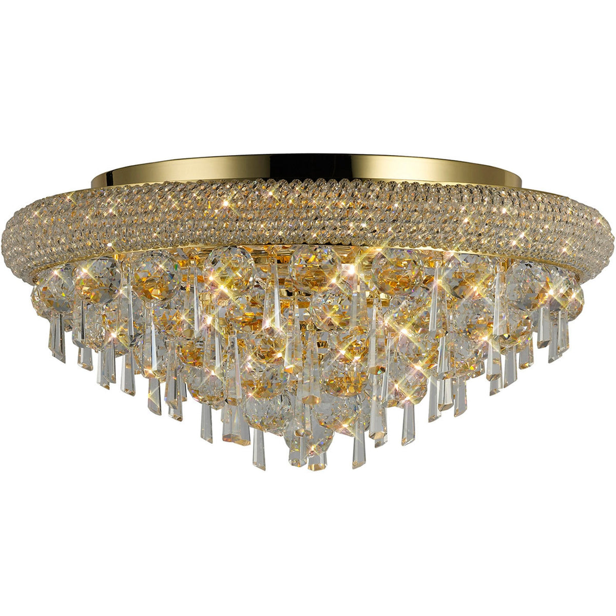 Alexandra 7 Light Clear Crystal Ceiling Light in Polished Gold