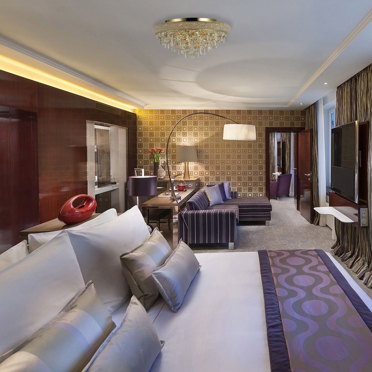 Alexandra 7 Light Clear Crystal Ceiling Light in Polished Gold