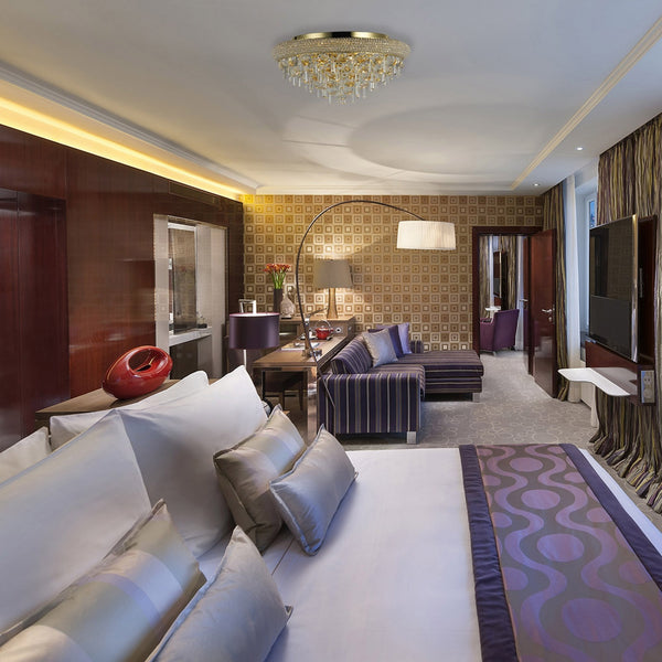 Alexandra 7 Light Clear Crystal Ceiling Light in Polished Gold