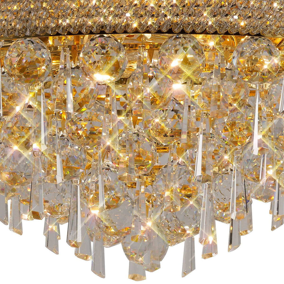 Alexandra 9 Light Clear Crystal Ceiling Light in Polished Gold
