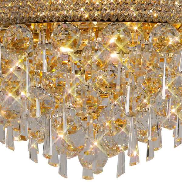 Alexandra 9 Light Clear Crystal Ceiling Light in Polished Gold