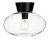 Bullo 270 Short Semi Flush Ceiling Light in Black & Clear Glass