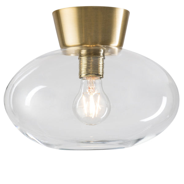 Bullo 270 Short Semi Flush Ceiling Light in Brass & Clear Glass