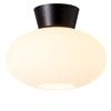 Bullo 270 Short Semi Flush Ceiling Light in Black & Opal Glass