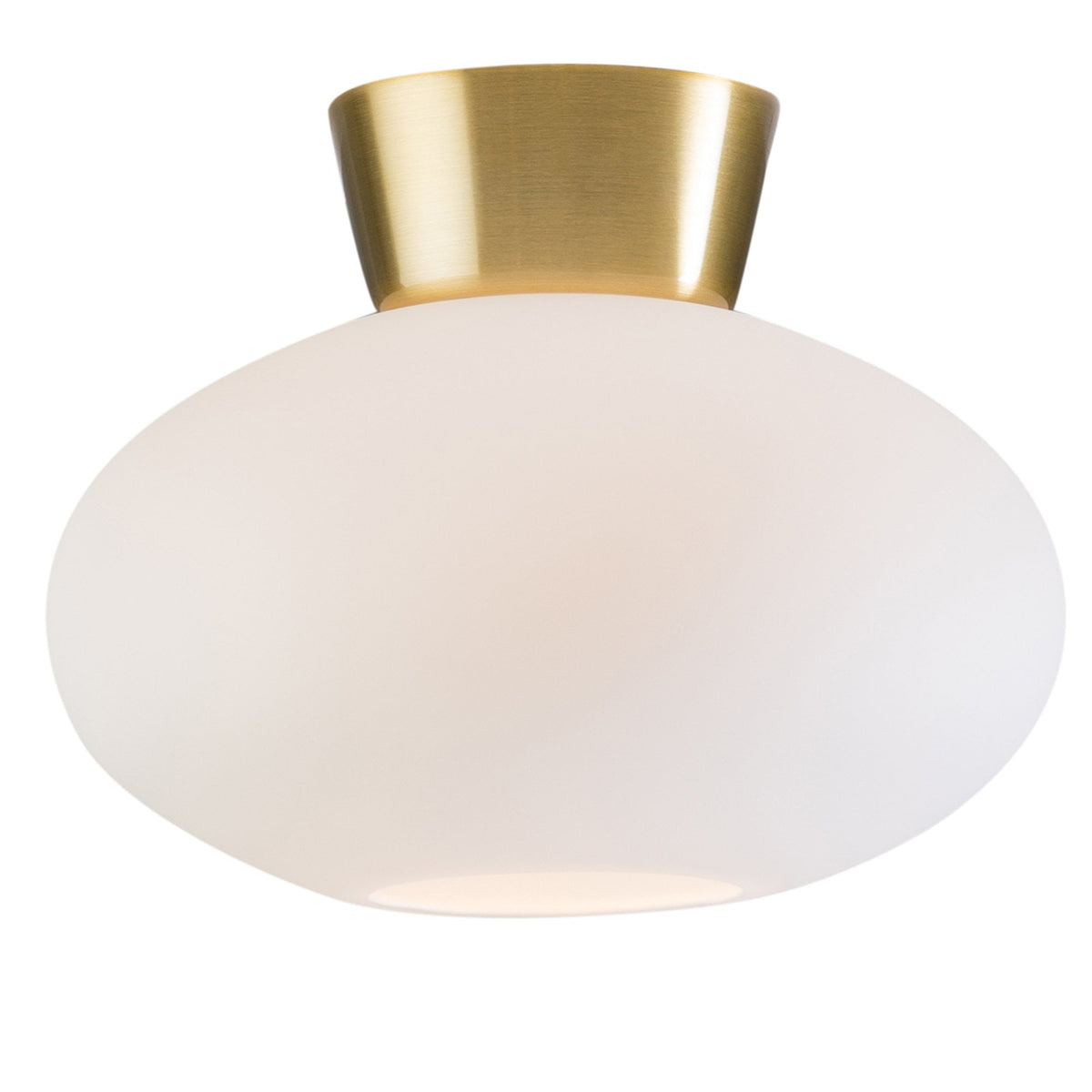Bullo 270 Short Semi Flush Ceiling Light in Brass & Opal Glass