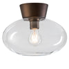 Bullo 270 Short Semi Flush Ceiling Light in Oxide & Clear Glass