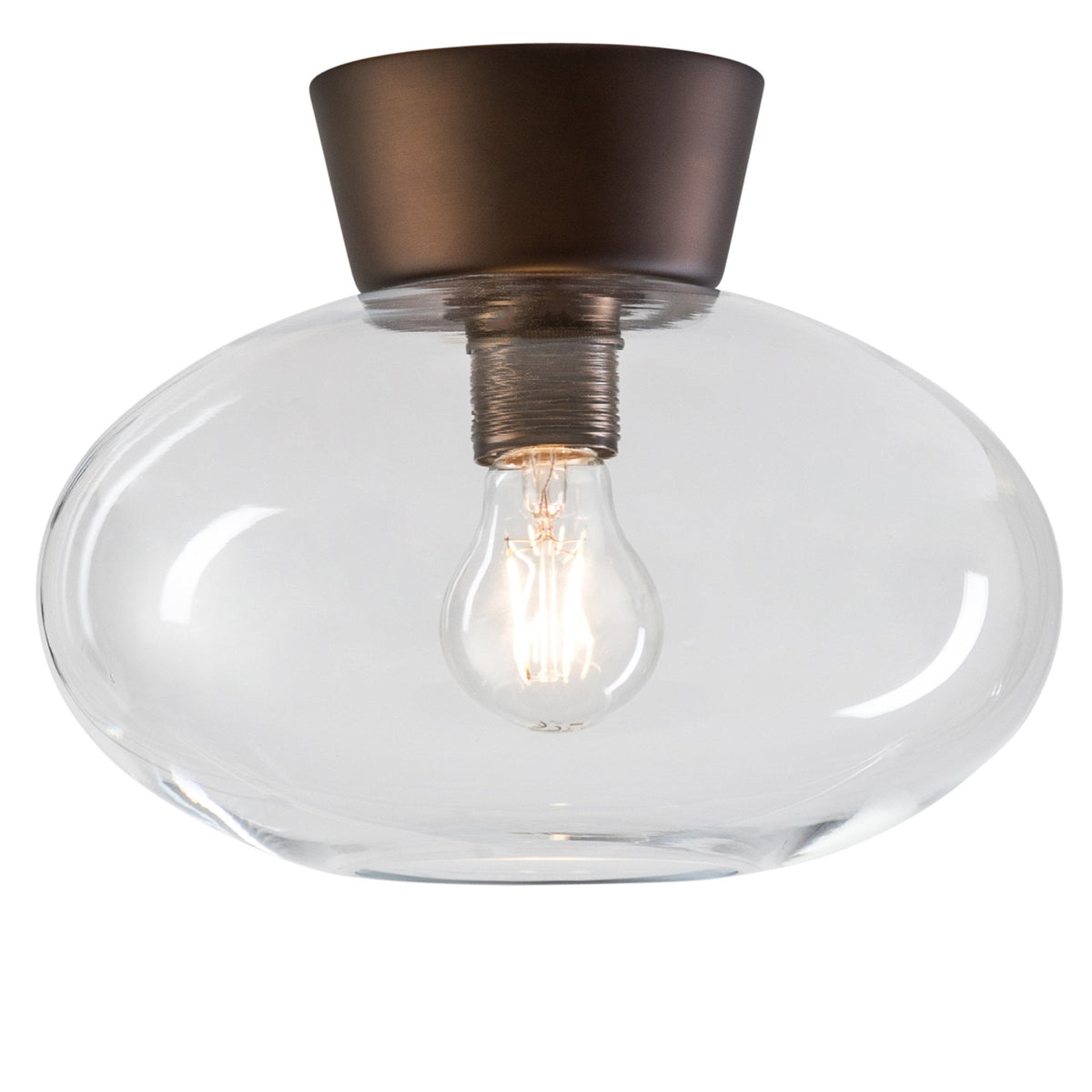 Bullo 270 Short Semi Flush Ceiling Light in Oxide & Clear Glass