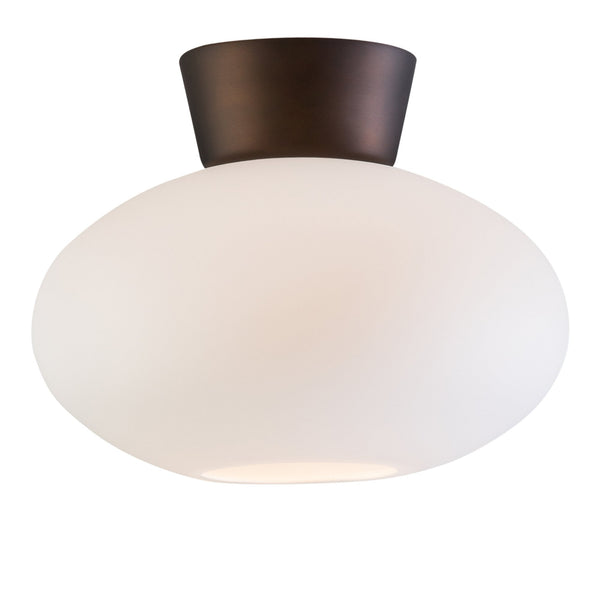Bullo 270 Short Semi Flush Ceiling Light in Oxide & Opal Glass