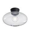 Bullo 380 Short Semi Flush Ceiling Light in Black & Clear Glass