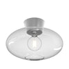 Bullo 380 Short Semi Flush Ceiling Light in Aluminium & Clear Glass