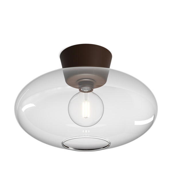 Bullo 380 Short Semi Flush Ceiling Light in Oxide & Clear Glass