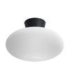 Bullo 380 Short Semi Flush Ceiling Light in Black & Opal Glass