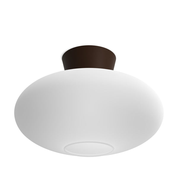Bullo 380 Short Semi Flush Ceiling Light in Oxide & Opal Glass