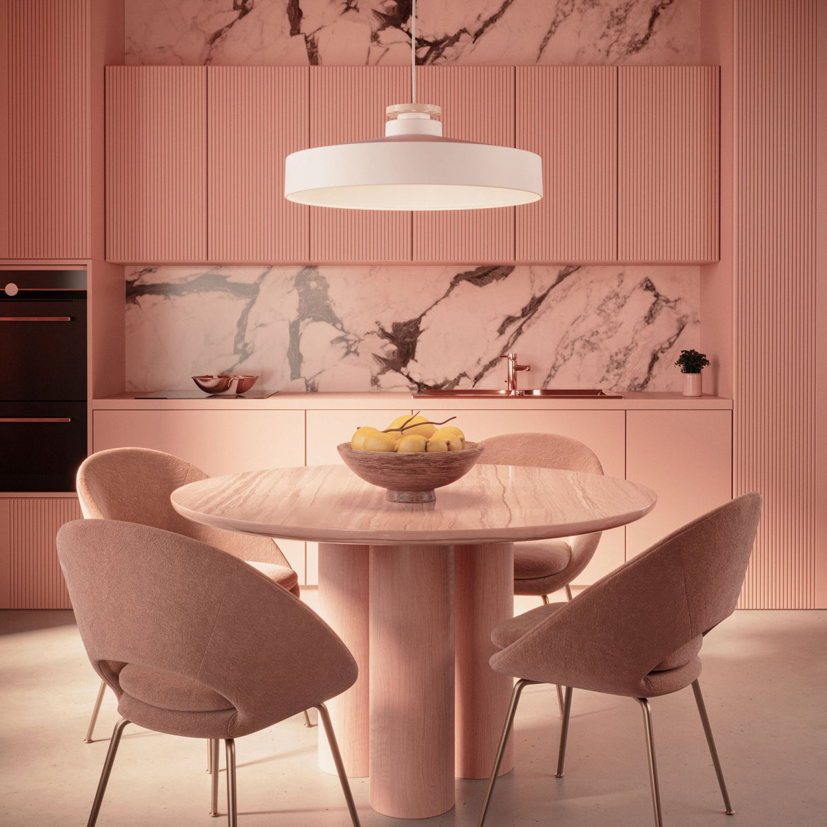 Street Large Pendant in White With Wood Detail