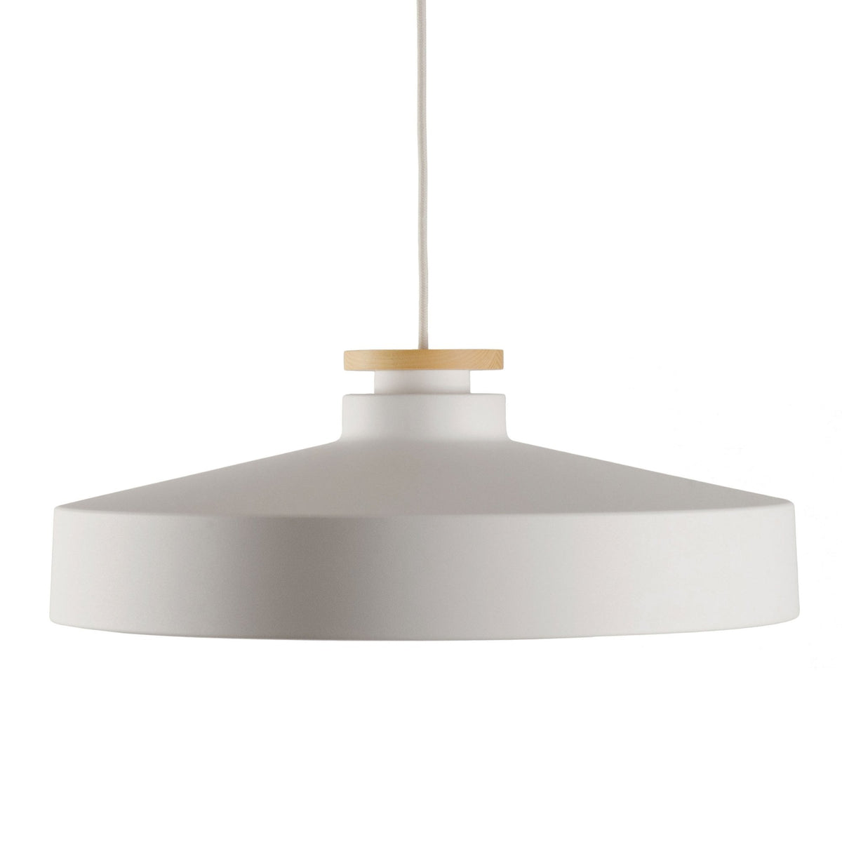 Street Large Pendant in White With Wood Detail