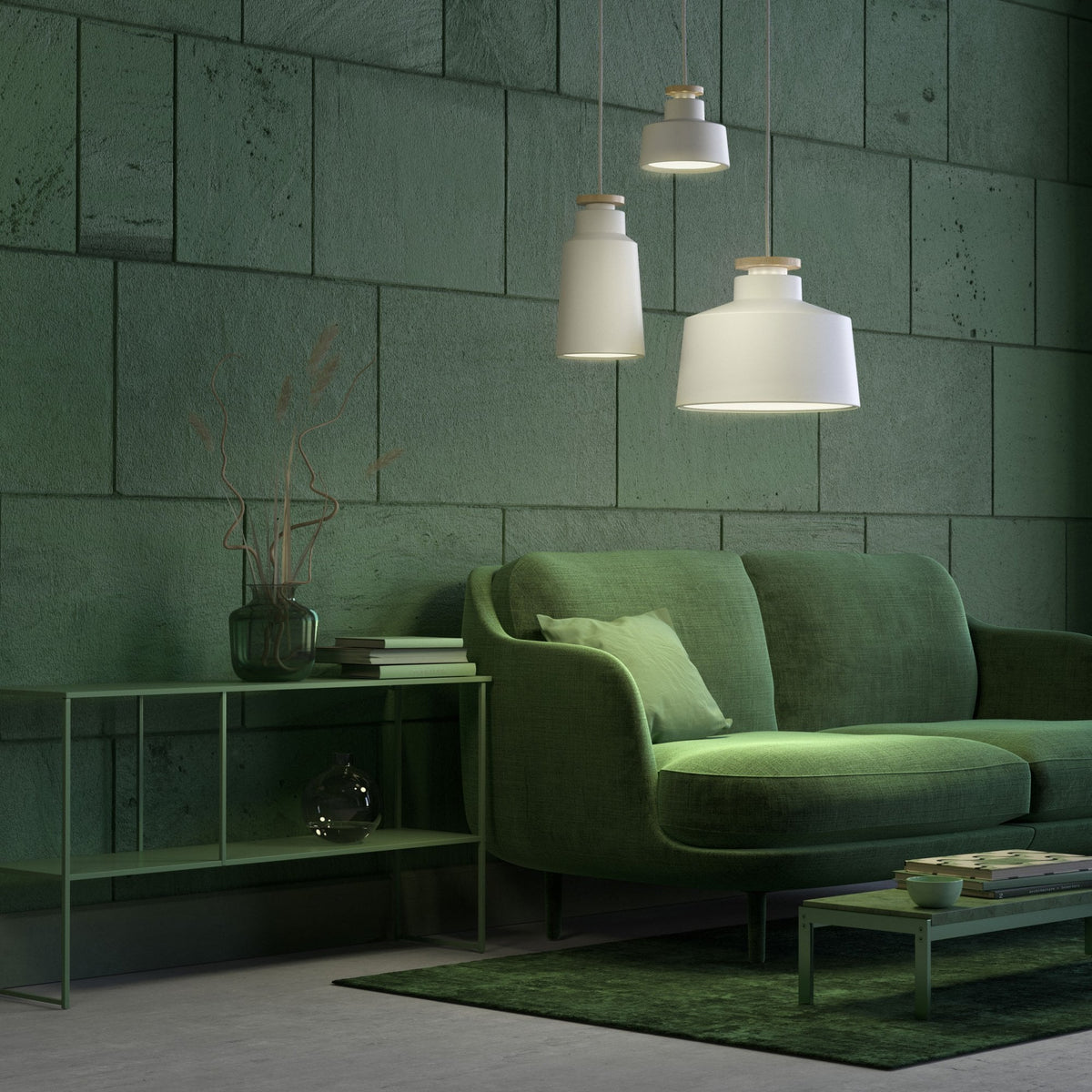 Street Extra Small Pendant in Satin Black With Oak Detail