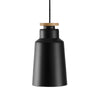 Street Small Pendant in Satin Black With Oak Detail