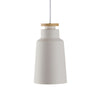 Street Small Pendant in White With Wood Detail