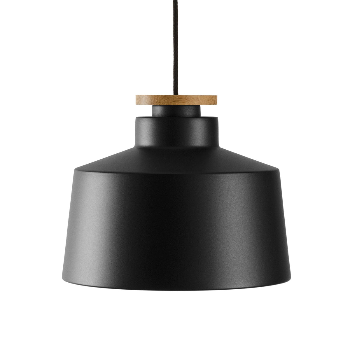 Street Medium Pendant in Satin Black With Oak Detail