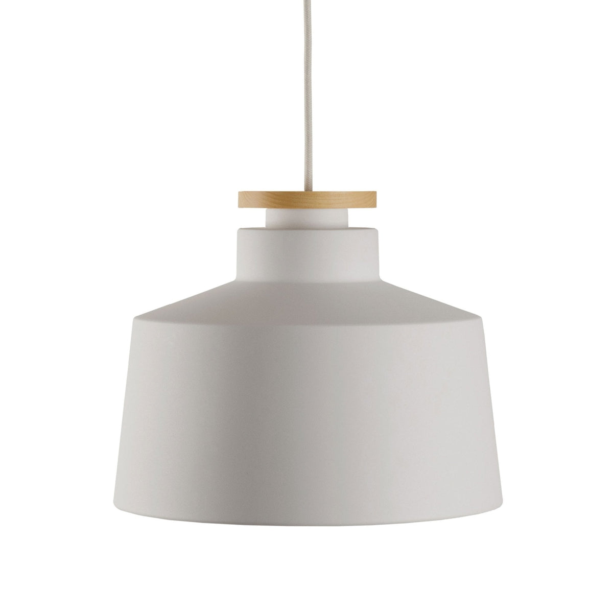 Street Medium Pendant in White With Wood Detail