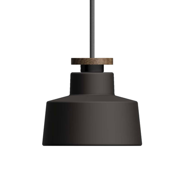 Street Extra Small Pendant in Satin Black With Oak Detail