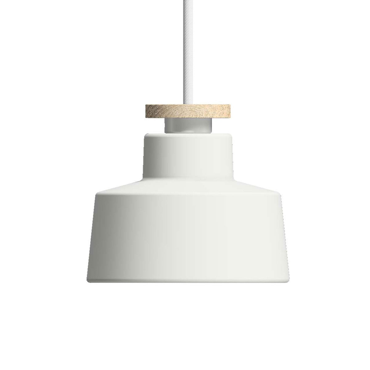 Street Extra Small Pendant in White With Wood Detail