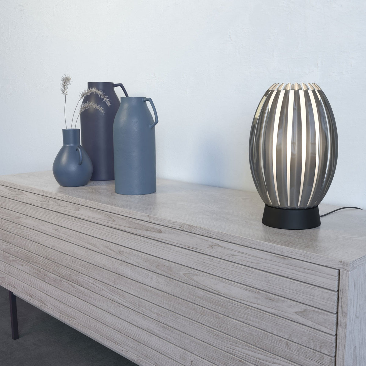 Tentacle Medium Table Lamp In Black With Smoked Shade