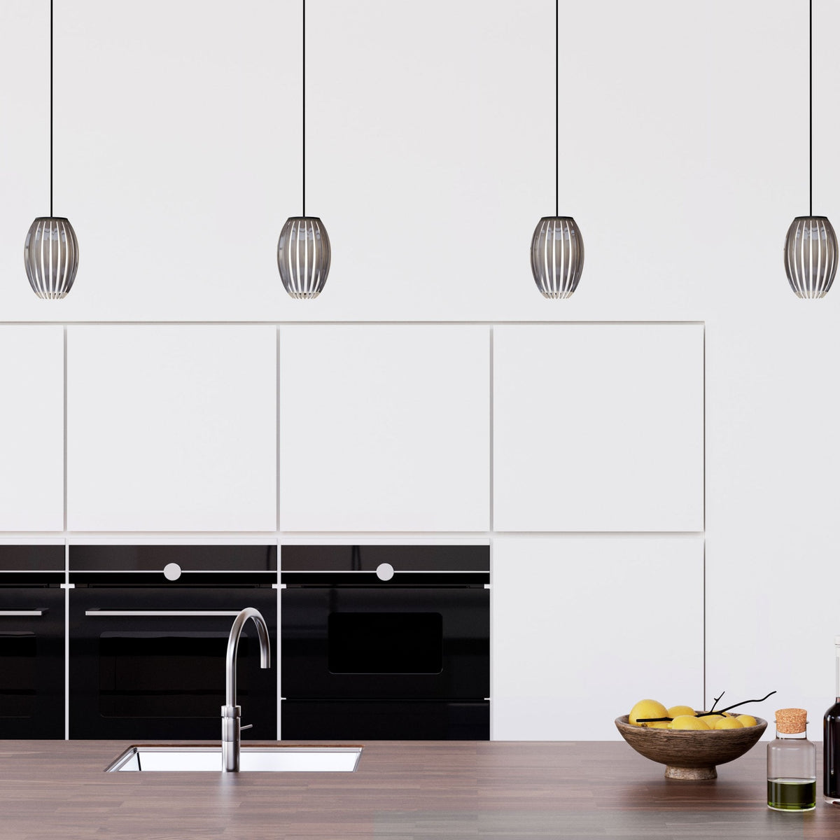 Tentacle Small Single Pendant In Black With Smoked Shade