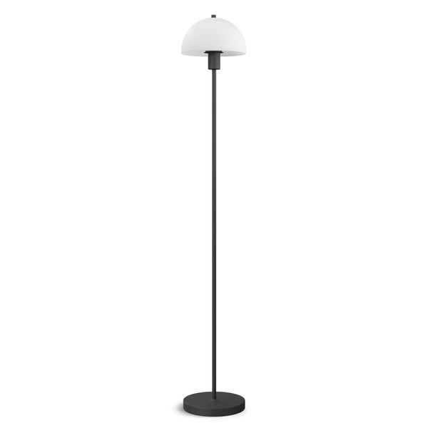 Vienda Floor Lamp In Black With Opal Glass Shade