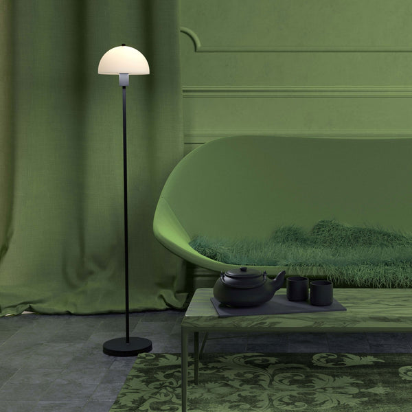 Vienda Floor Lamp In Satin Brass With Opal Glass Shade