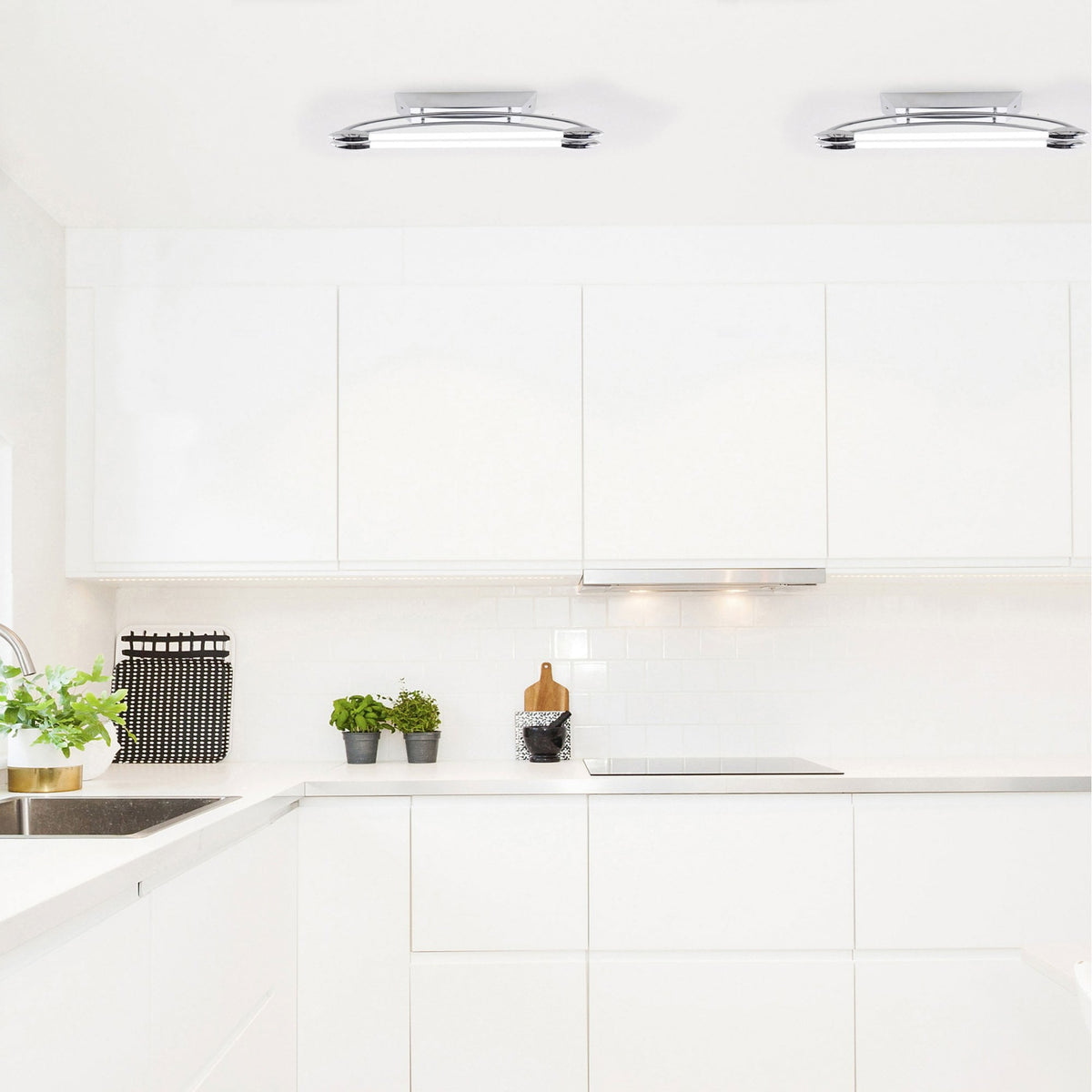 Harper LED Small Flush Ceiling Light in Chrome