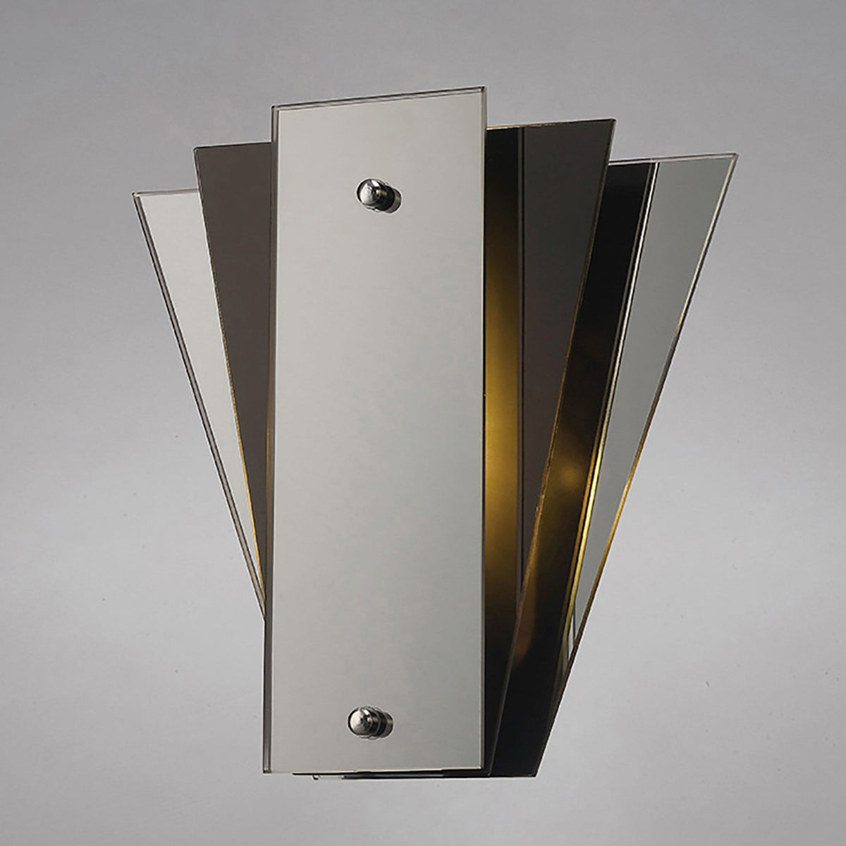 Atlantis Art Deco Glass Wall Light in Chrome Black & Mirror Finish