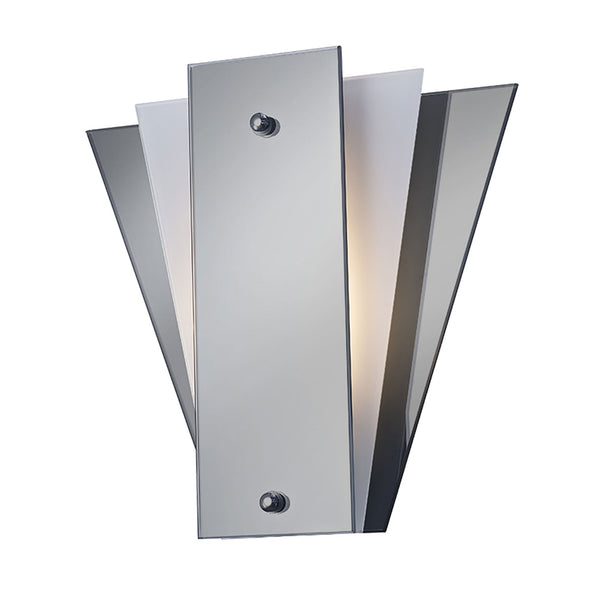 Atlantis Art Deco Glass Wall Light in Chrome Smoked Mirrored & Frosted Glass Finish