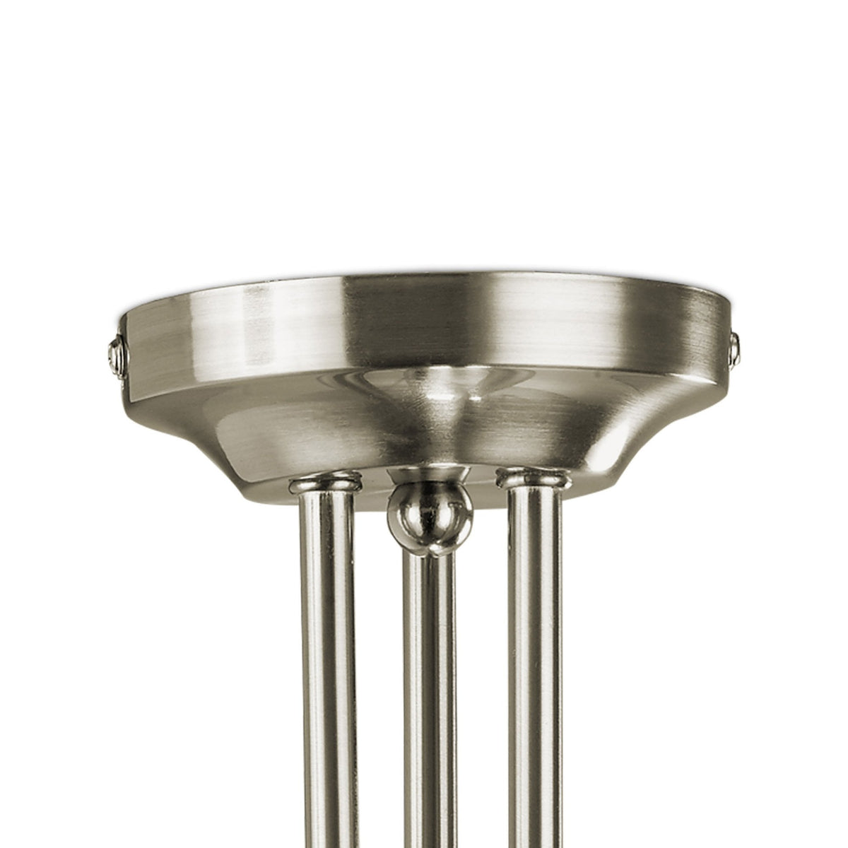 Cooper Three Arm Semi Flush Ceiling Light in Satin Nickel with Opal White Shades